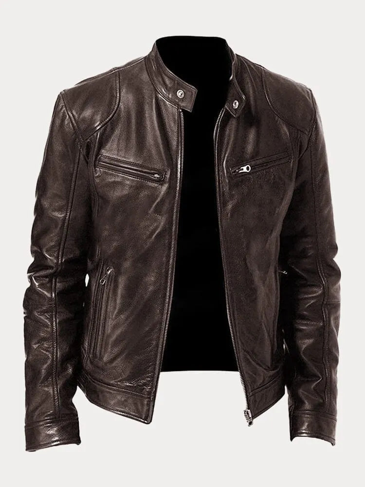 Casual Zip Up Jacket with Stand Collar and Adjustable Cuffs for Men