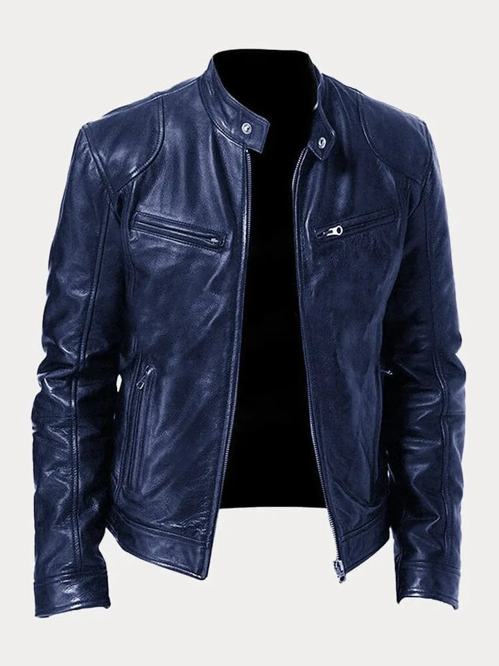 Casual Zip Up Jacket with Stand Collar and Adjustable Cuffs for Men