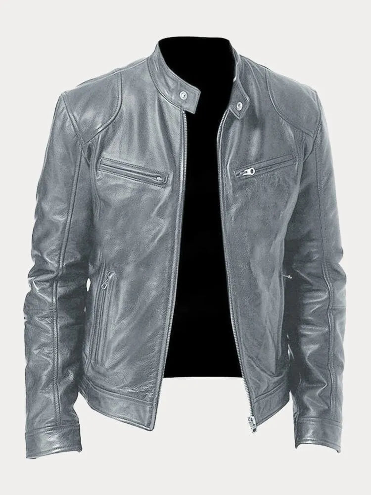 Casual Zip Up Jacket with Stand Collar and Adjustable Cuffs for Men