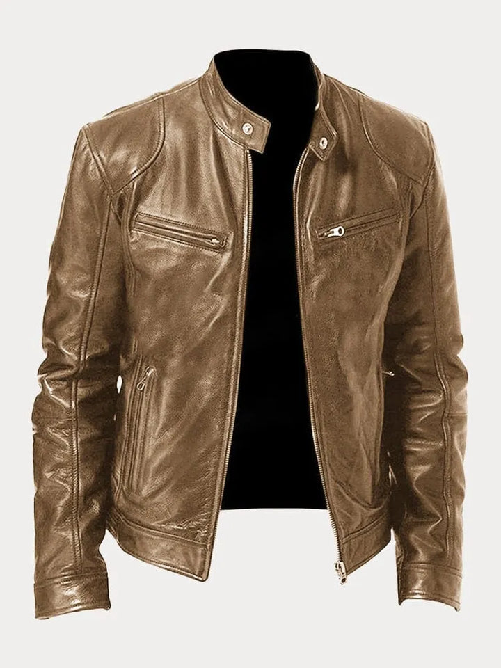 Casual Zip Up Jacket with Stand Collar and Adjustable Cuffs for Men
