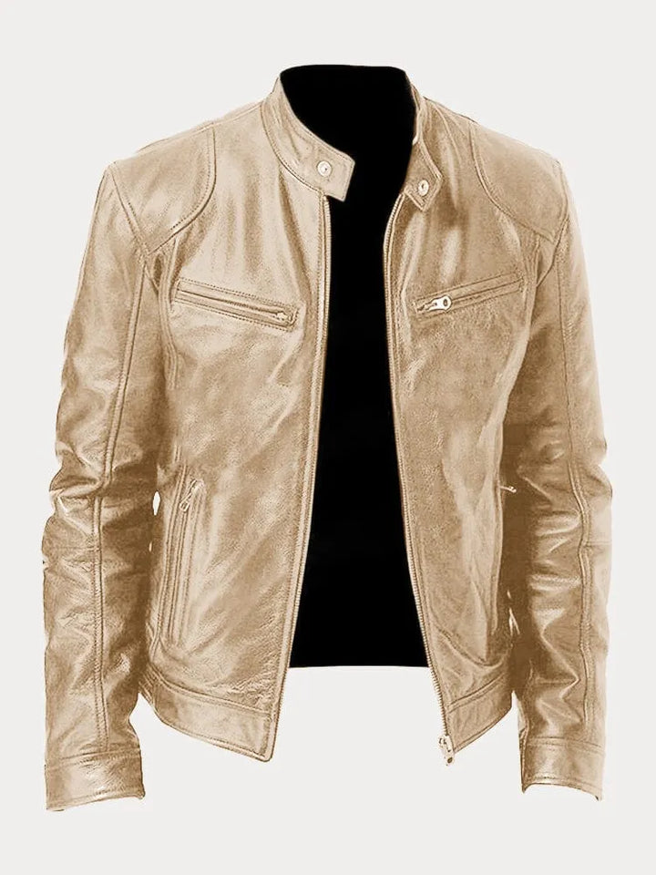 Casual Zip Up Jacket with Stand Collar and Adjustable Cuffs for Men