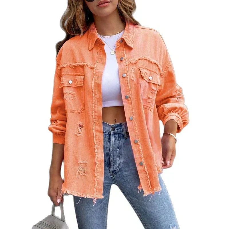 Casual Jeans Jacket with Classic Design for Women