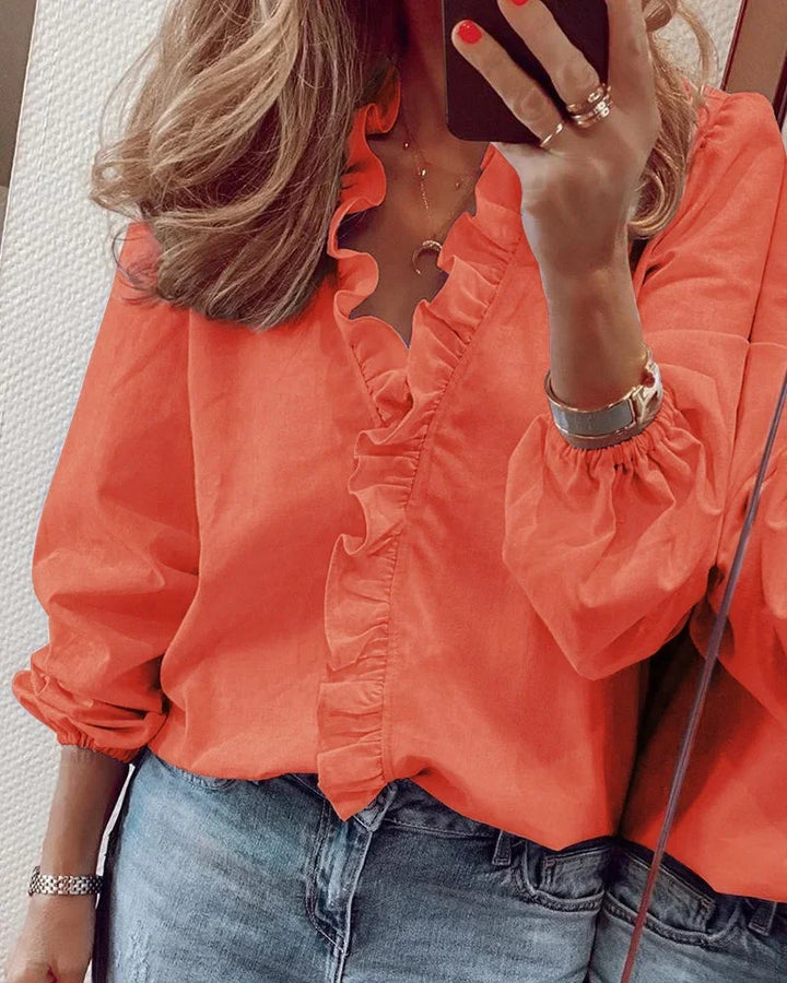Women's Ruffle Detail Feminine Blouse
