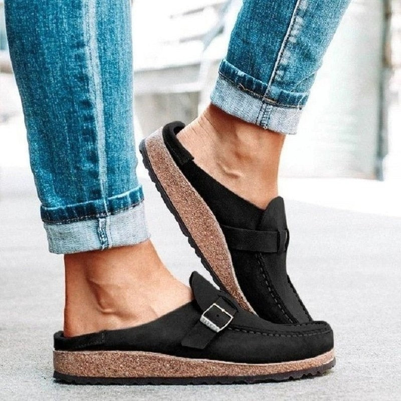 Ivy | Women's Suede Slip On Shoes Adjustable Strap