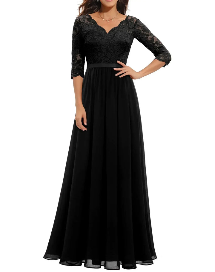 Women's Romantic Lace Evening Maxi Dress