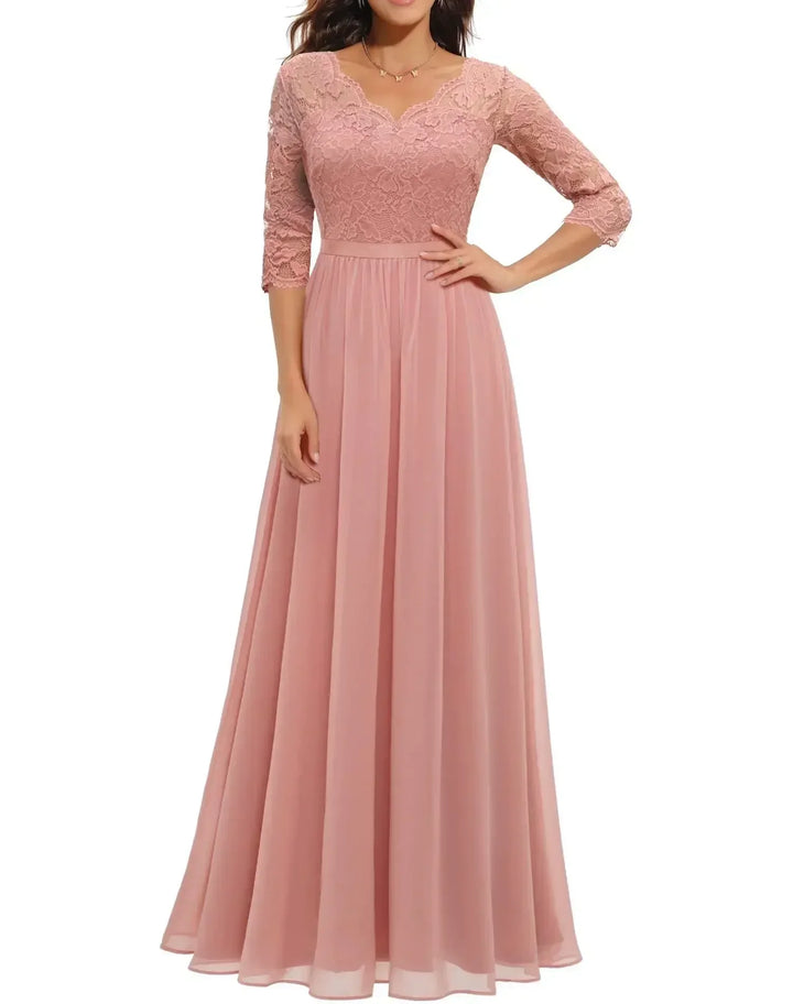 Women's Romantic Lace Evening Maxi Dress