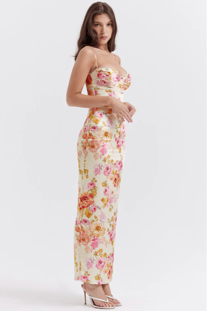 Women's Floral Strap Wedding Maxi Dress