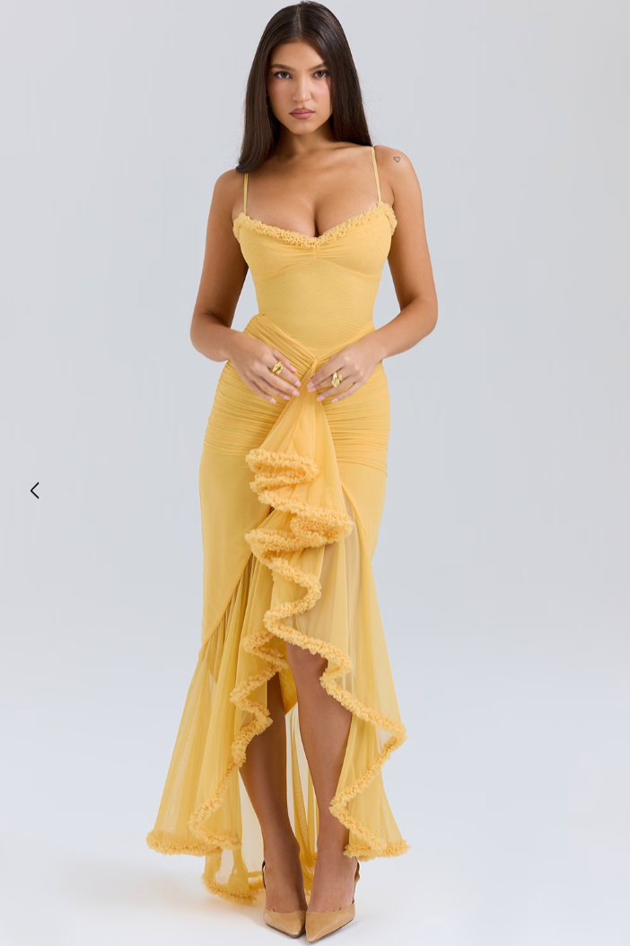 Women's Ruched Lace Wedding Maxi Dress