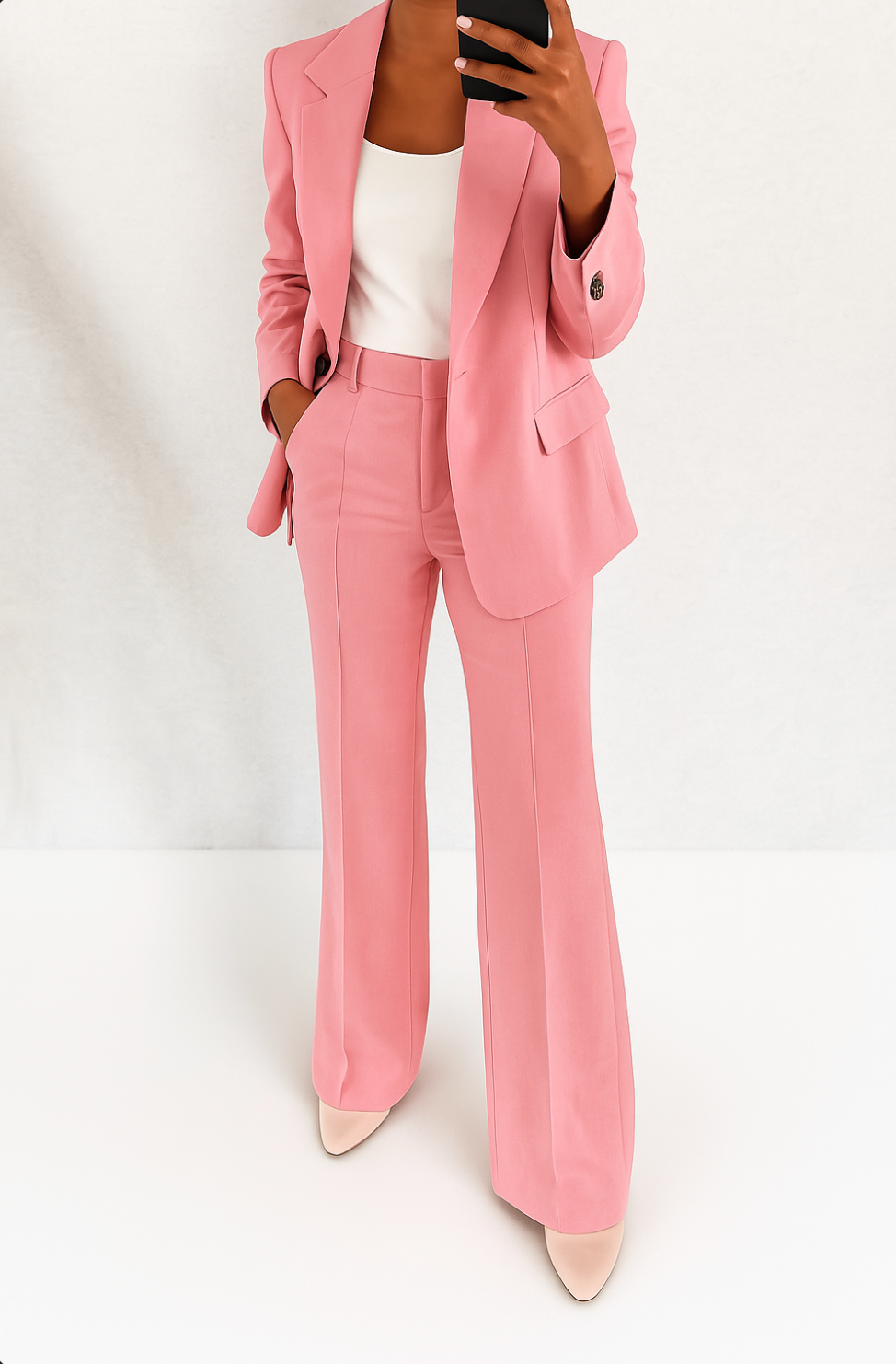 Tailored Suit Set with Blazer and Matching Trousers for Women