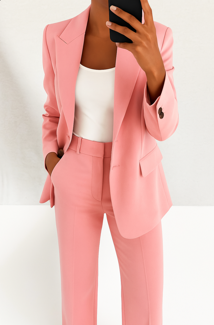 Tailored Suit Set with Blazer and Matching Trousers for Women