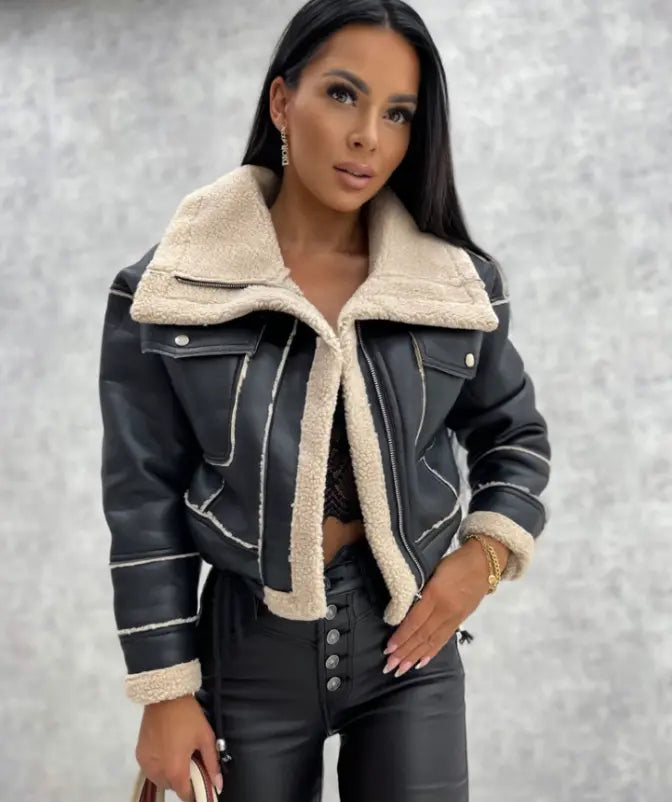 Structured Biker Jacket with Clean Silhouette for Women