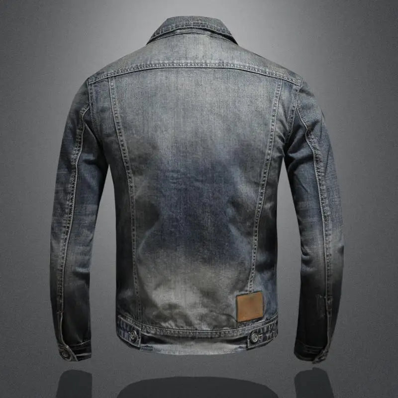 Retro Style Jacket with Patchwork Detail for Men