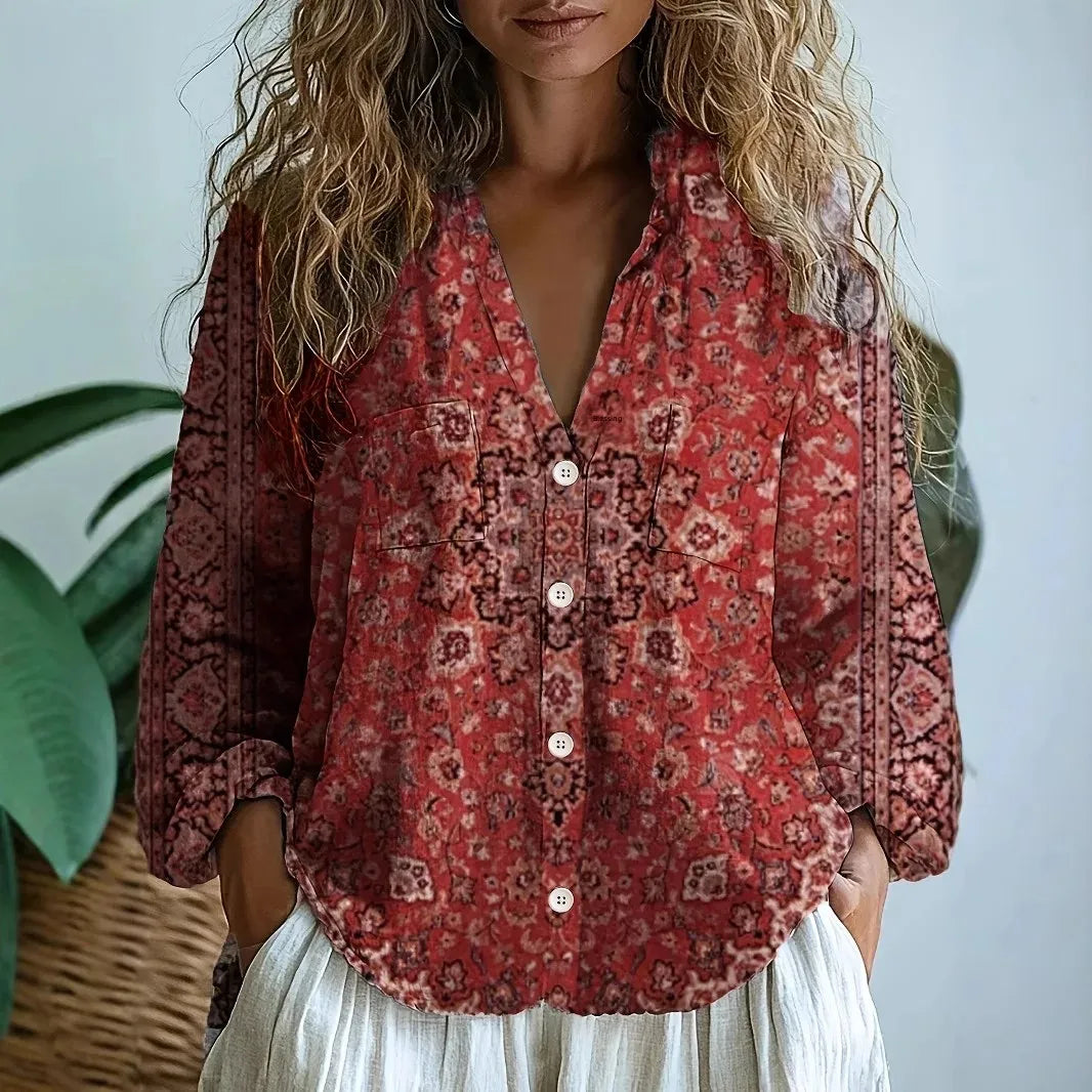 Women's Nature Print Relaxed Blouse
