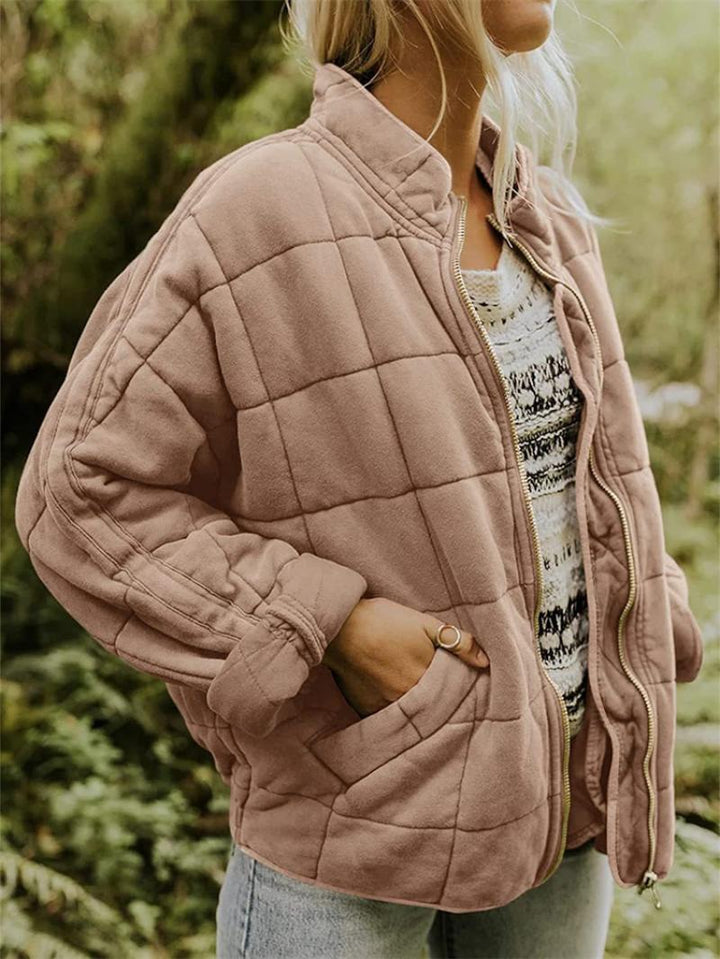 Quilted Jacket with Zip Front and Slim Silhouette for Women