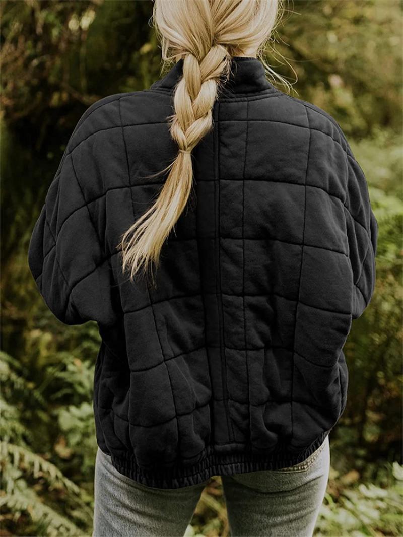 Quilted Jacket with Zip Front and Slim Silhouette for Women
