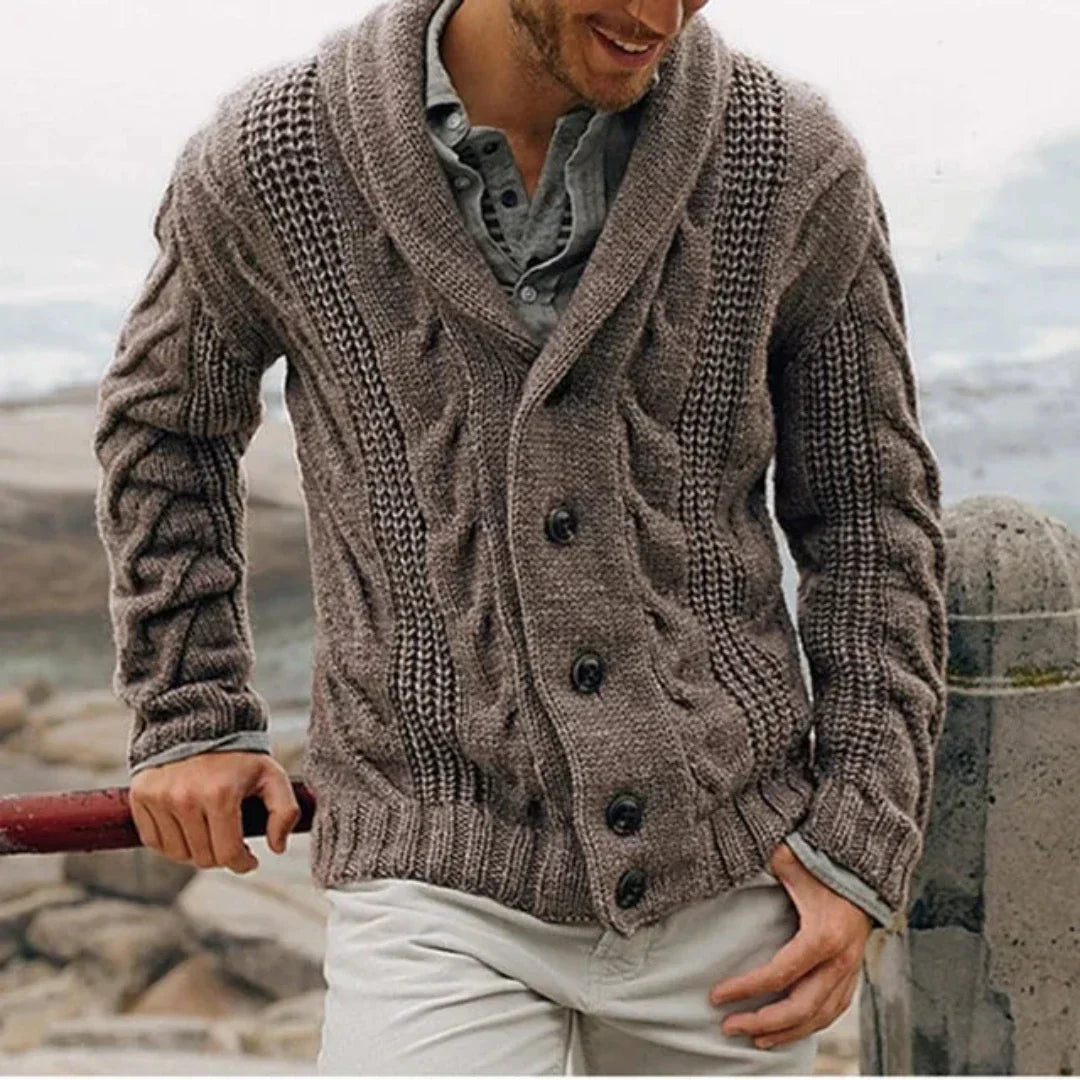 Button Front Cardigan with Classic Silhouette for Men
