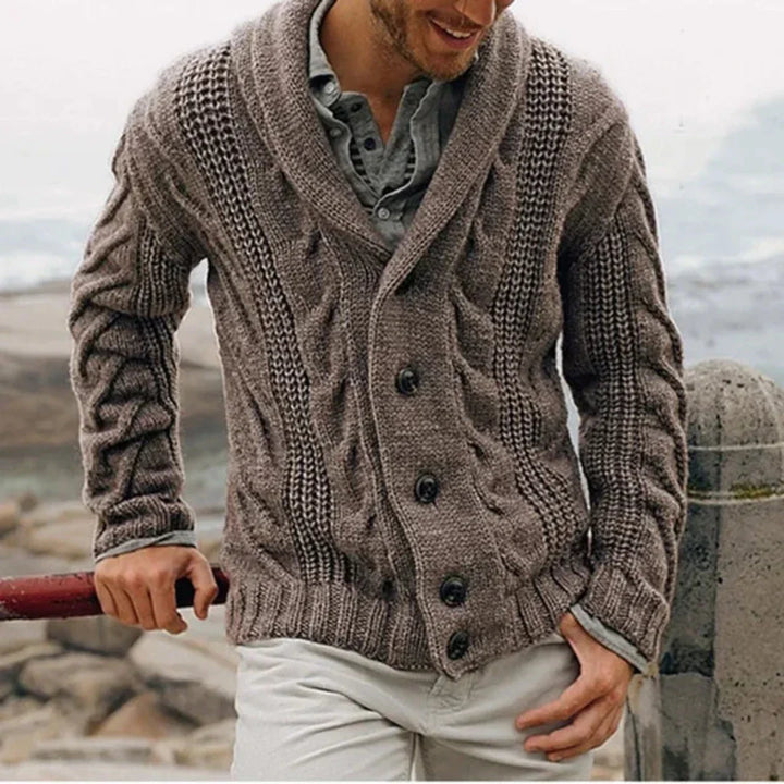 Button Front Cardigan with Classic Silhouette for Men