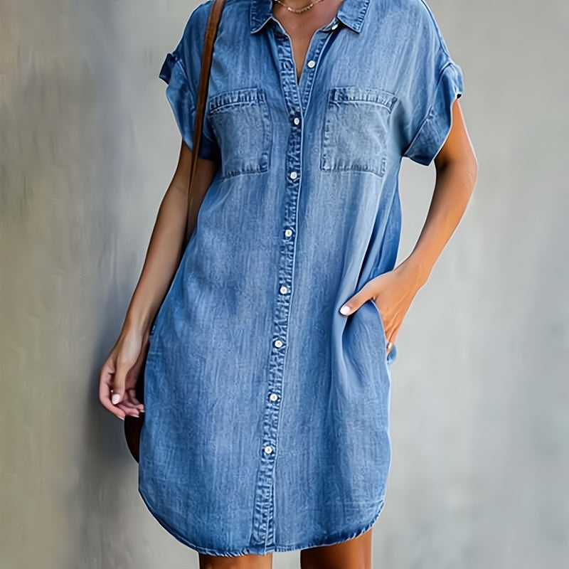 Shirt dress with a button strip for women | Mini 0