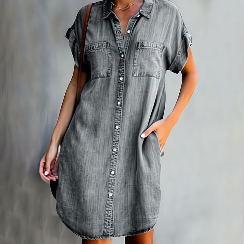 Shirt dress with a button strip for women | Mini 1