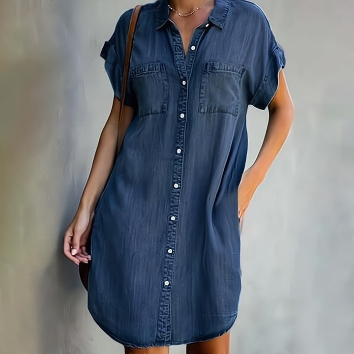 Shirt dress with a button strip for women | Mini 2