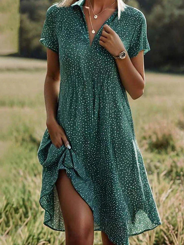 Short -sleeved shirt dress for women | Midi 0