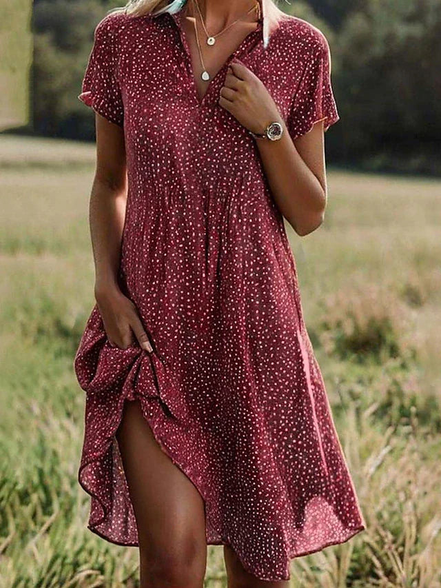 Short -sleeved shirt dress for women | Midi 1