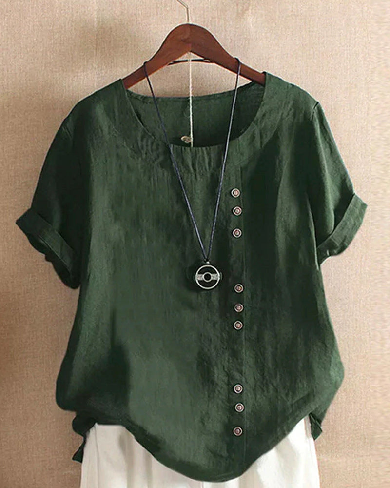 Short -sleeved summer blouse for women | Round neckline 1