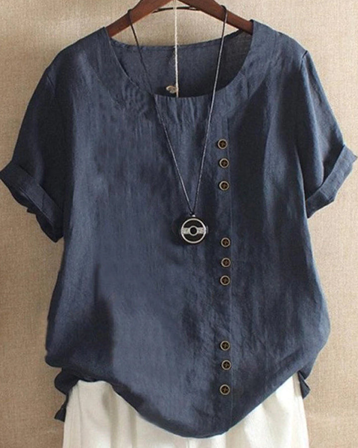 Short -sleeved summer blouse for women | Round neckline 2