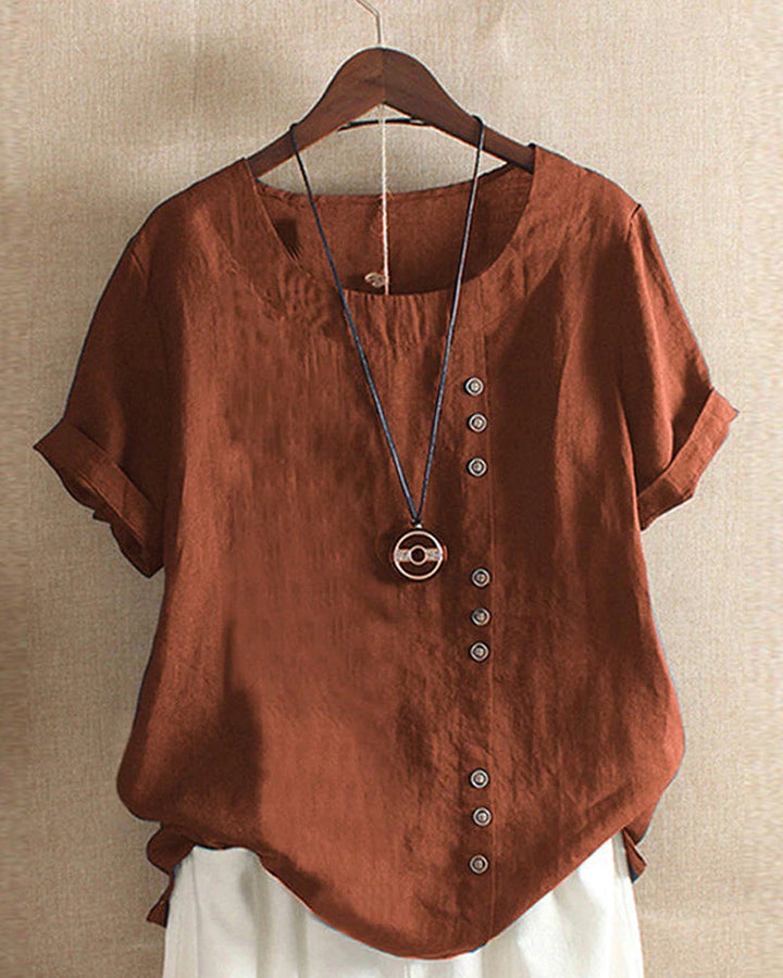 Short -sleeved summer blouse for women | Round neckline 3