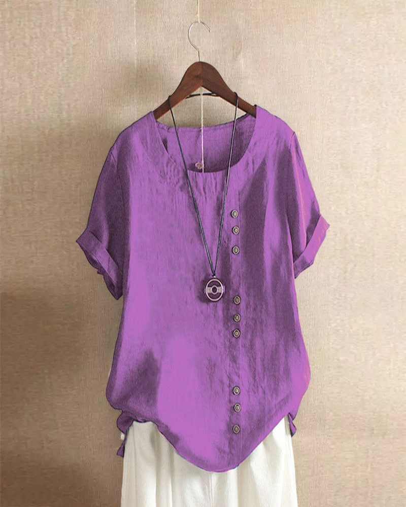 Short -sleeved summer blouse for women | Round neckline 8