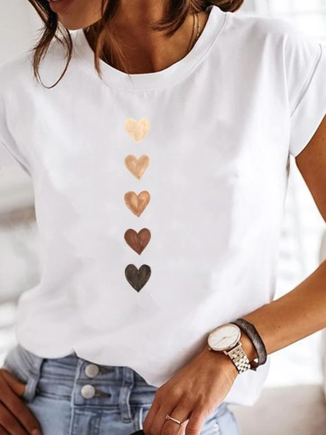 Short -sleeved white ladies T shirt | Summer 0