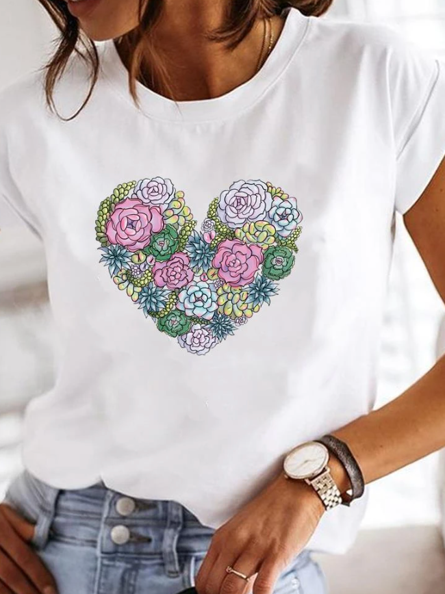 Short -sleeved white ladies T shirt | Summer 3