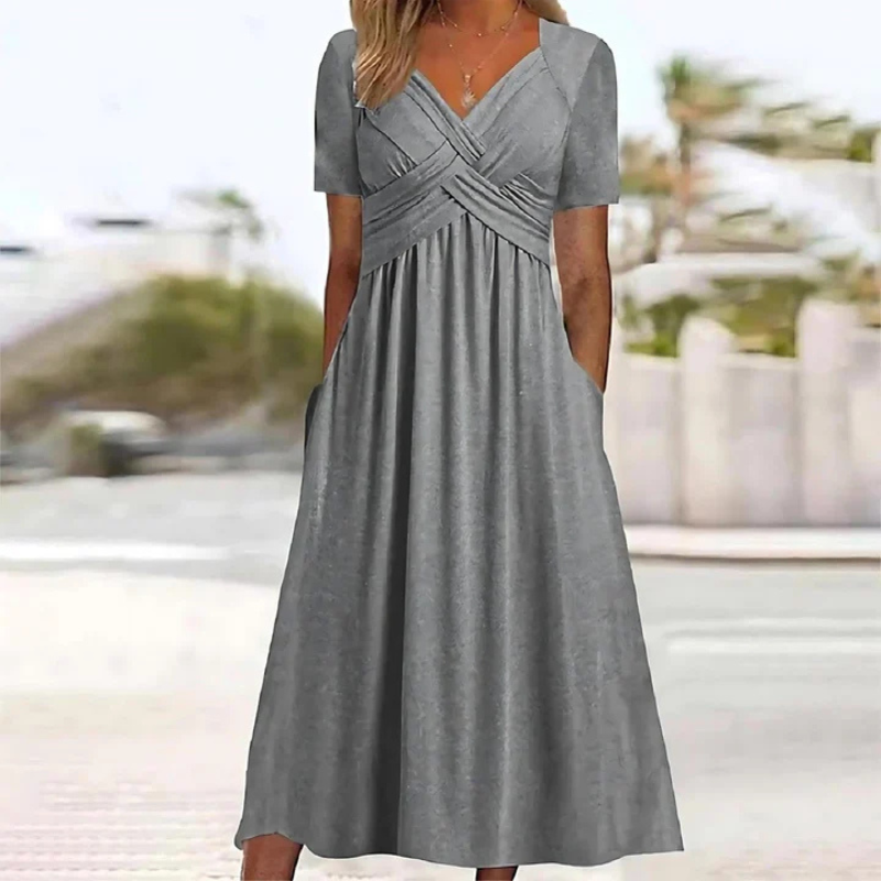 Soft A-lines dress with V neckline for women | Midi 3