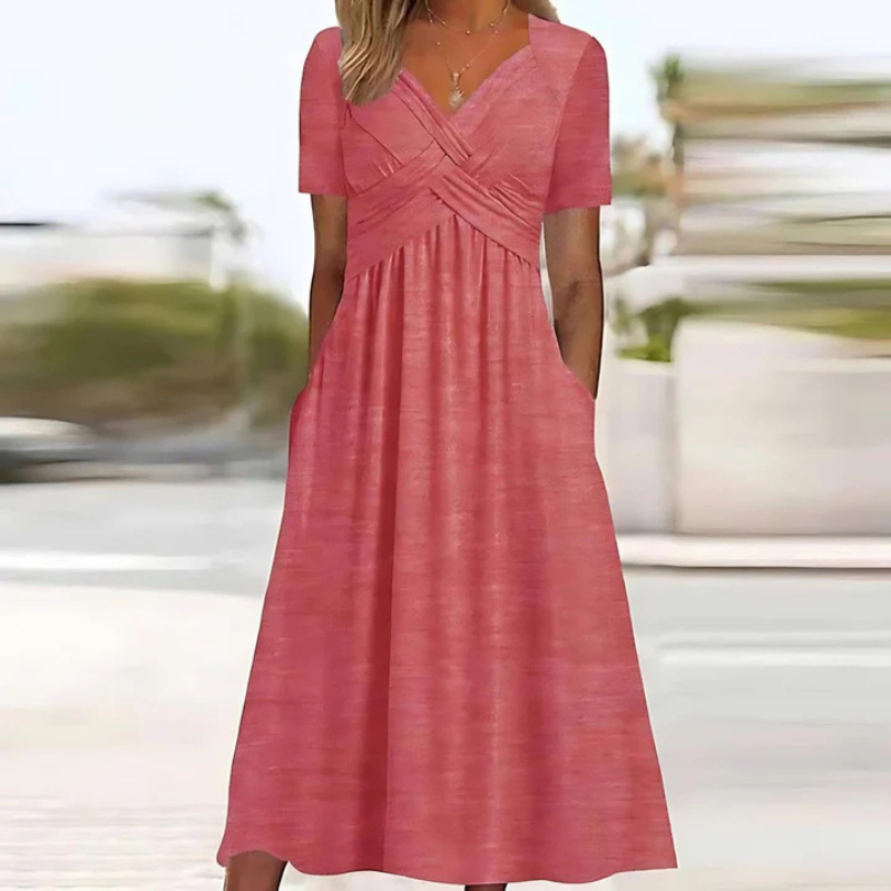 Soft A-lines dress with V neckline for women | Midi 4
