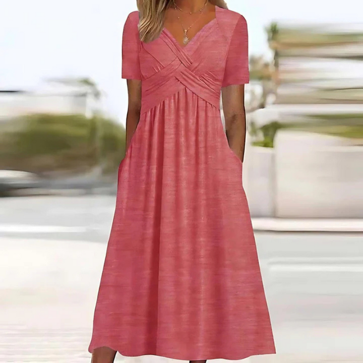 Soft A-lines dress with V neckline for women | Midi 4