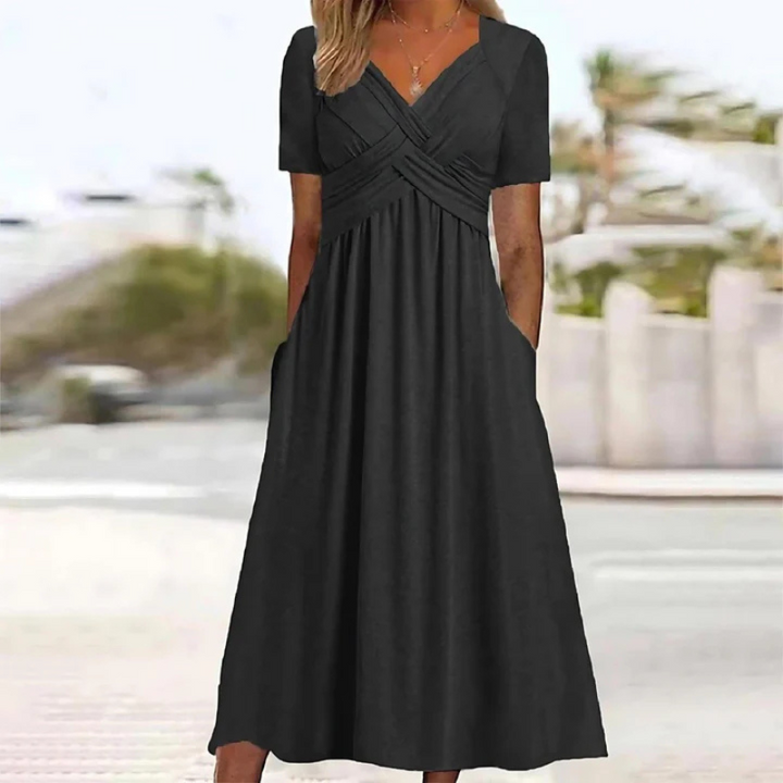 Soft A-lines dress with V neckline for women | Midi 5