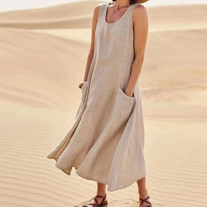 Women’s Summer Dress with Round Neckline | Midi