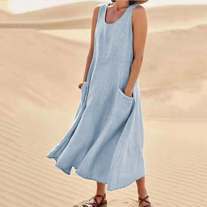 Women’s Summer Dress with Round Neckline | Midi