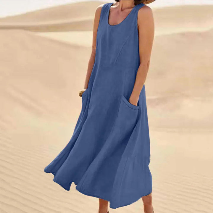 Women’s Summer Dress with Round Neckline | Midi