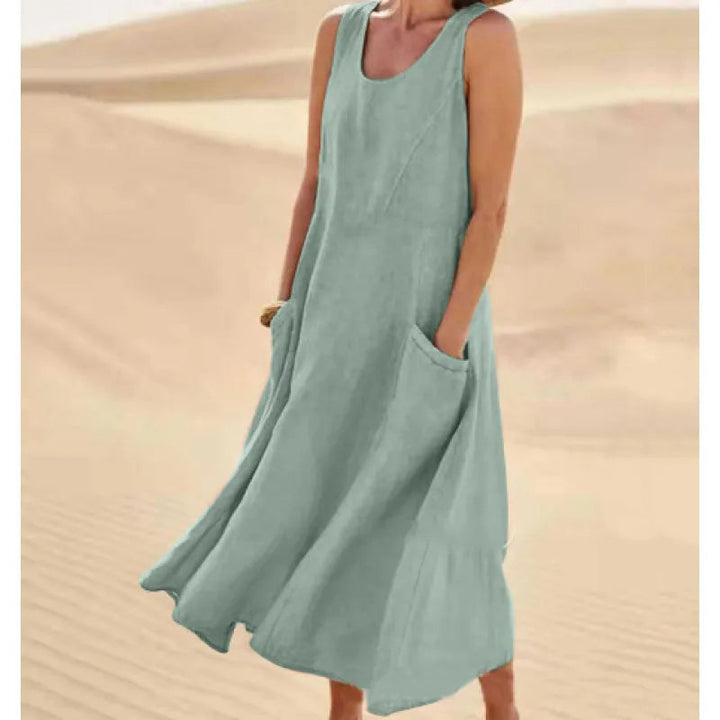Women’s Summer Dress with Round Neckline | Midi