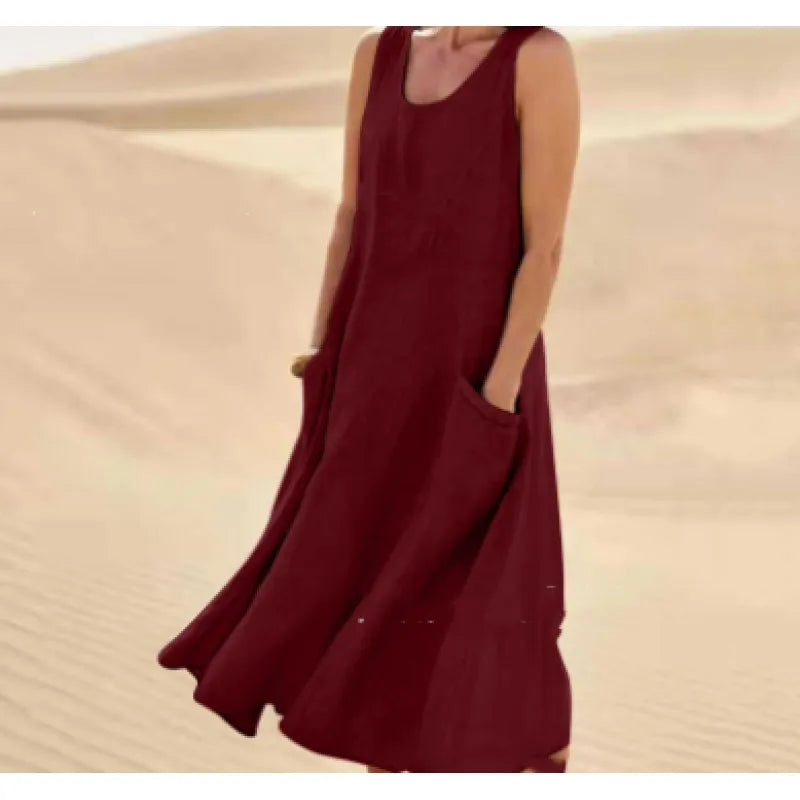 Women’s Summer Dress with Round Neckline | Midi