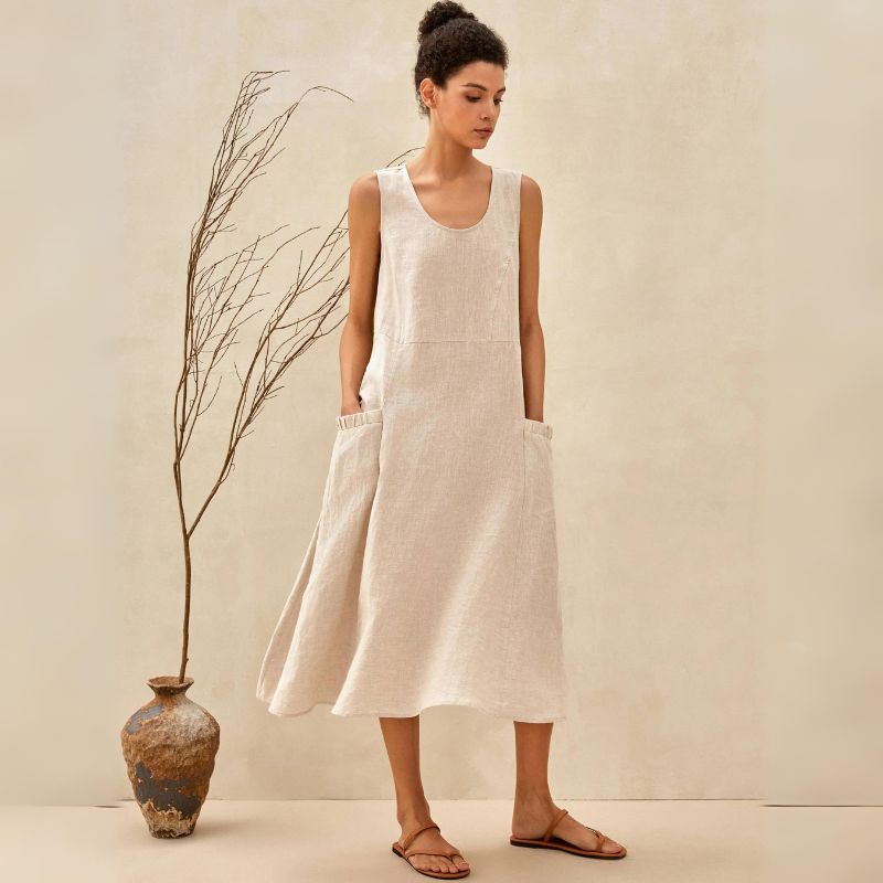 Women’s Summer Dress with Round Neckline | Midi