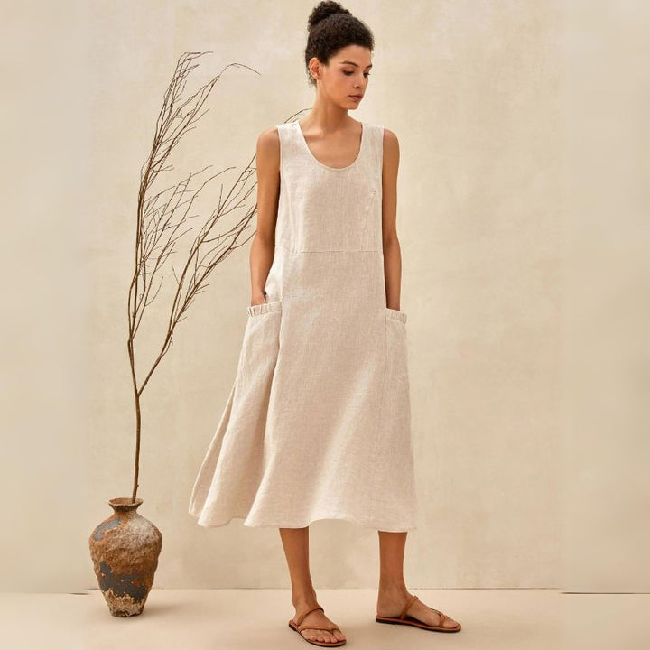 Women’s Summer Dress with Round Neckline | Midi