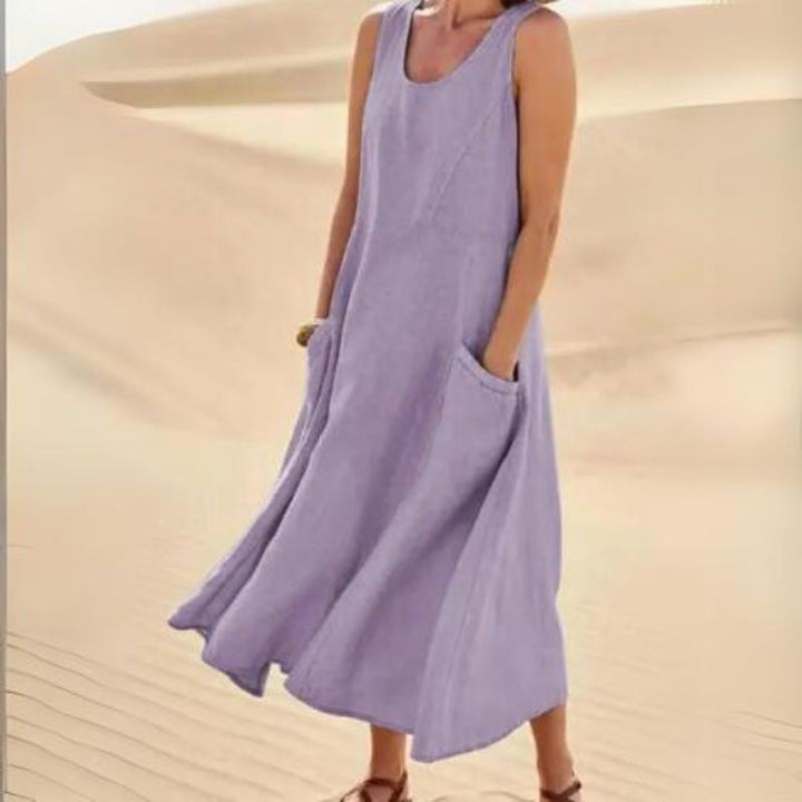 Women’s Summer Dress with Round Neckline | Midi