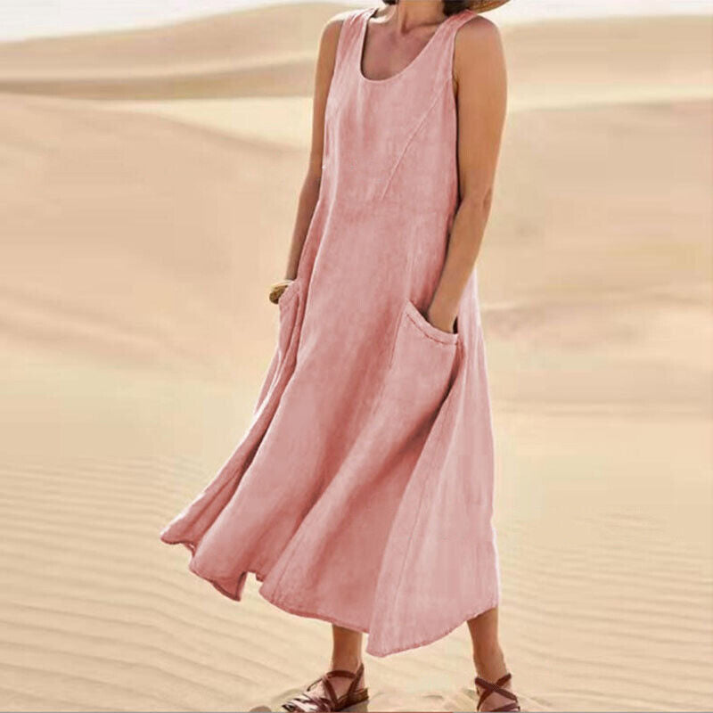 Women’s Summer Dress with Round Neckline | Midi
