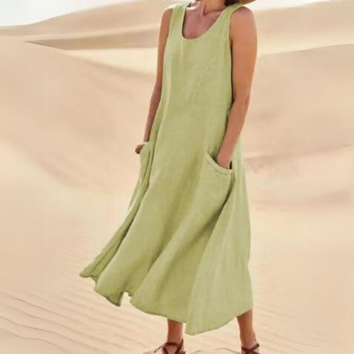 Women’s Summer Dress with Round Neckline | Midi