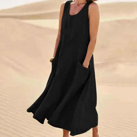 Women’s Summer Dress with Round Neckline | Midi