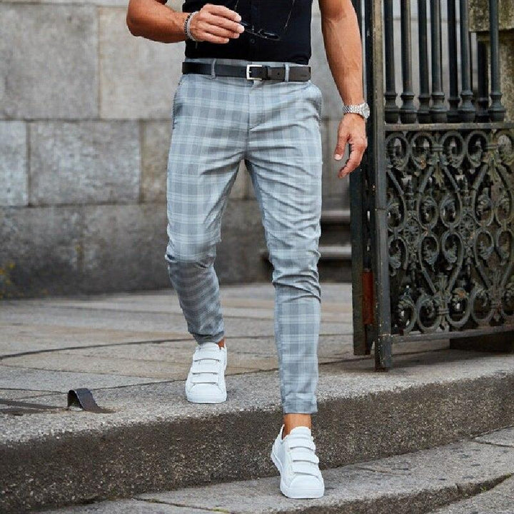 Stylish checkered chino pants for men 2