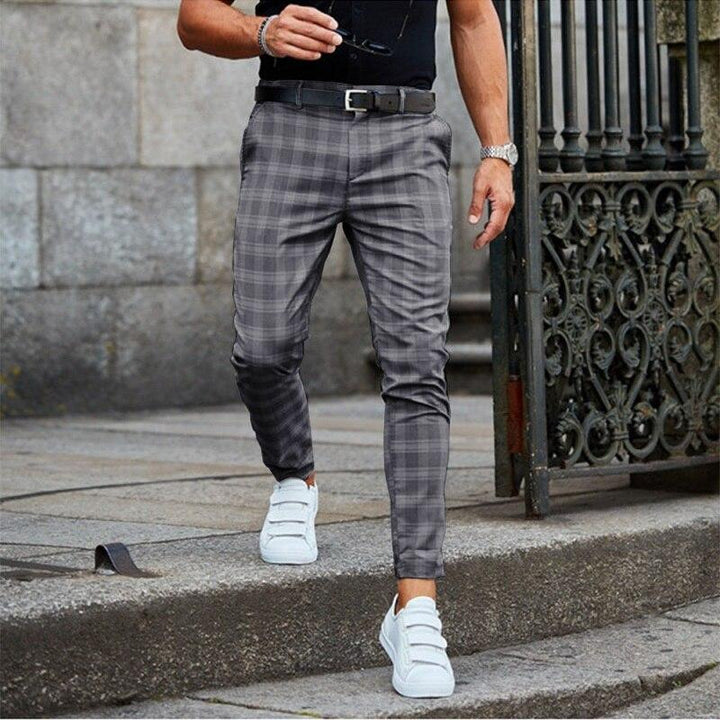 Stylish checkered chino pants for men 3