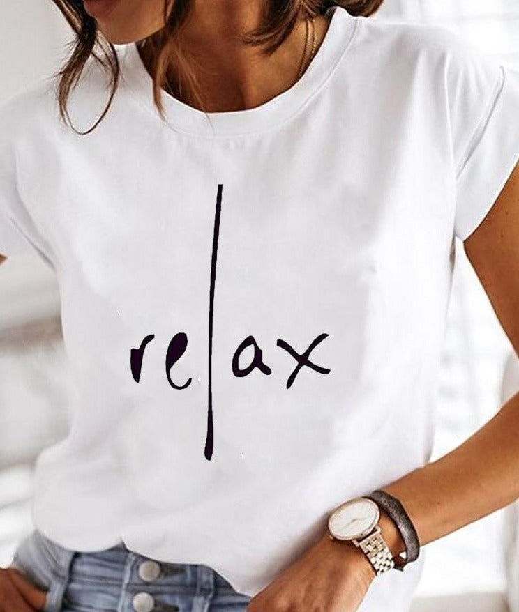 Summer T shirt with a round neckline for women | White 0